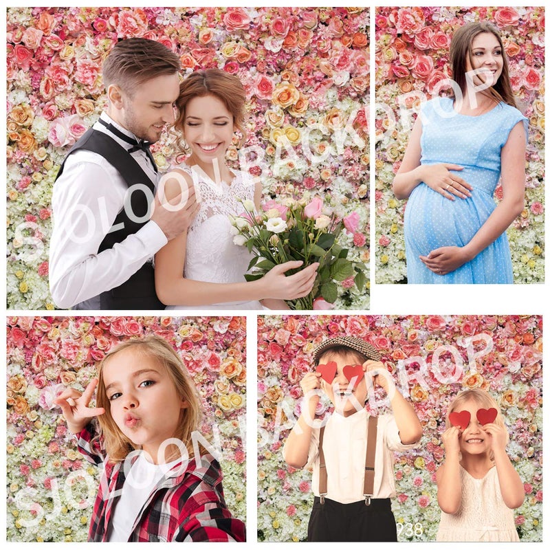 SJOLOON Floral Backdrop for Photography Valentine's Day Backdrops Spring Flower Background for Photographers Studio Props 10938(10x8FT) - Image 3